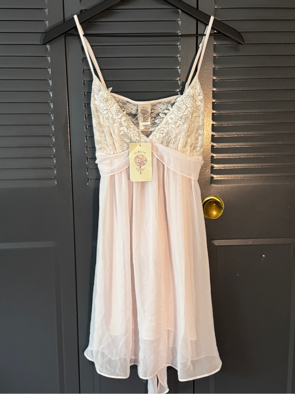 NWT Vintage In Bloom by Jonquil Lace, Sheer Chemise Slip Dress - Blush Pink